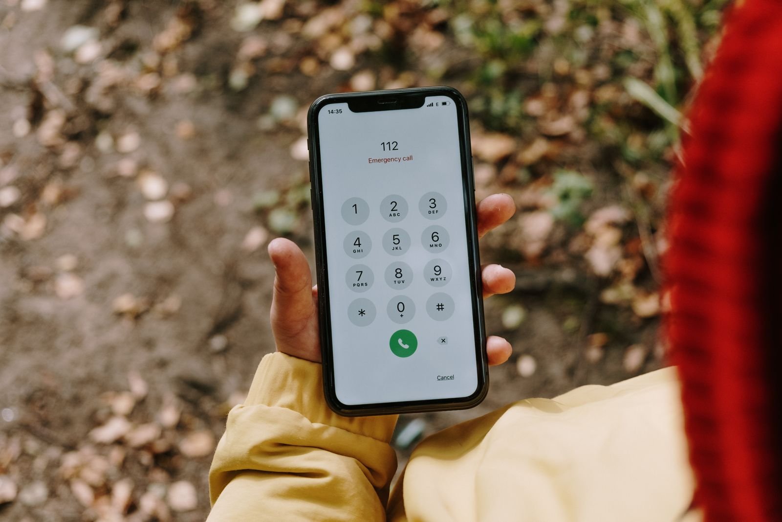A mobile phone with 112 typed in, ready to call the emergency services